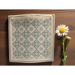 Hill Design Maple Star Quilt Ceramic Ornament-Blue White-Wall Tile-Vintage-Farm